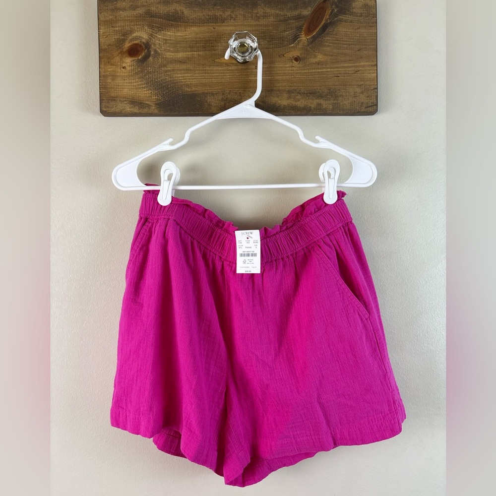 NWT J. Crew hot pink elastic waist/pull on gauze shorts size small cute & comfy